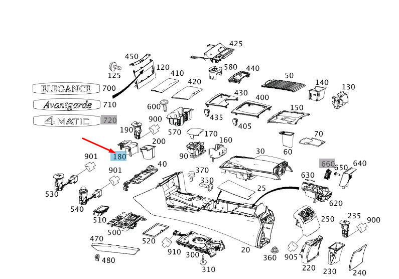 Cache de console centrale pour MERCEDES-BENZ E W212 LHD A21268005369051