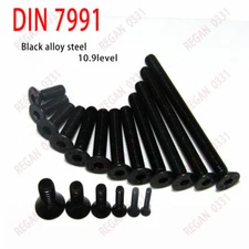 6mm / M6-1.0 Hex Socket Countersunk Flat Head Screw Black Alloy Steel Grade 10.9