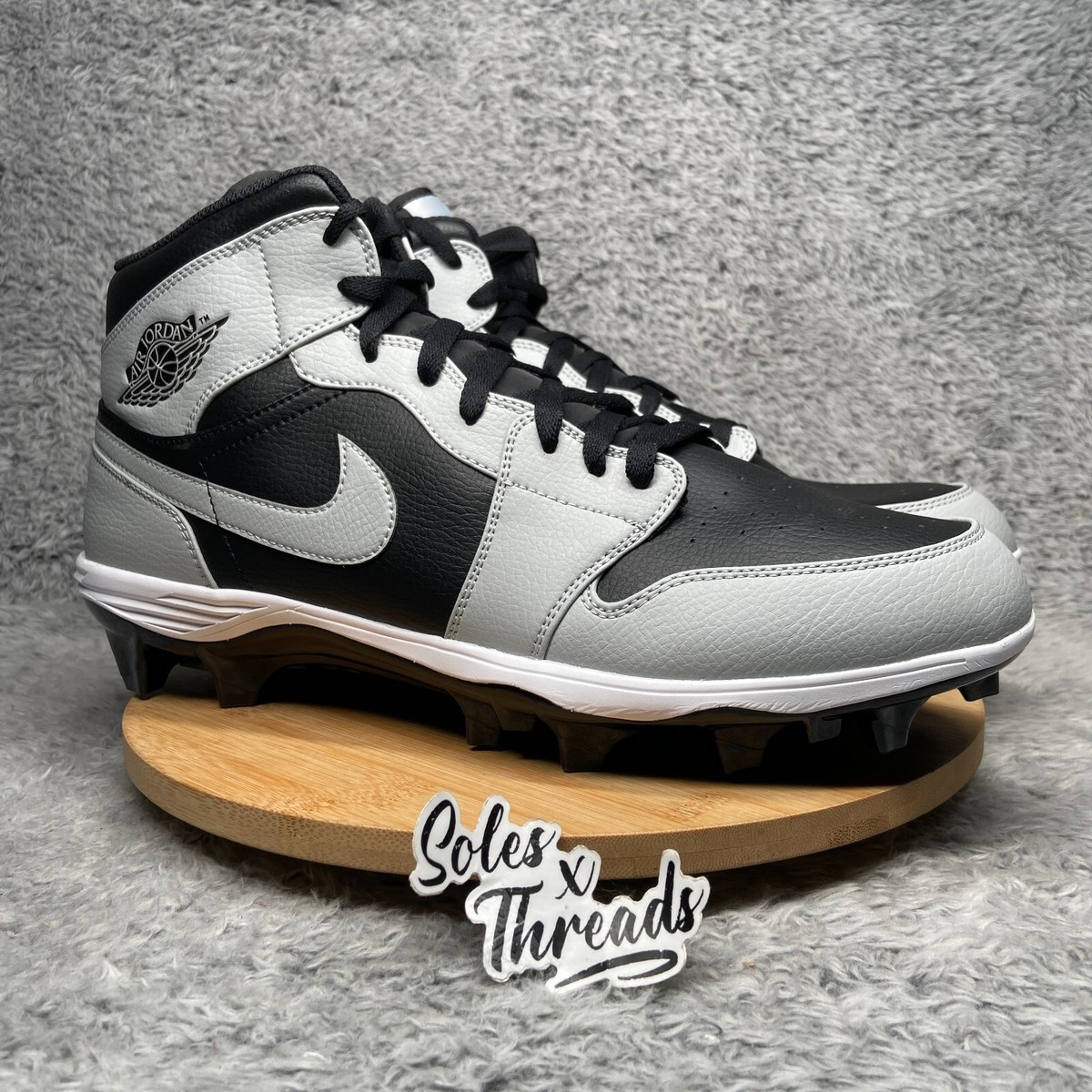 Nike Air Jordan 1 Mid TD Shadow Football Cleats FJ6805-002 Smoke Grey Men Sizes Nike Air Jordan 1 Mid TD Shadow Football Cleats FJ6805-002  main image 2