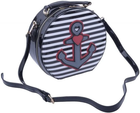 Hell Bunny Anchor and Heart Red Black Nautical Retro Bag - Image 2 of 3