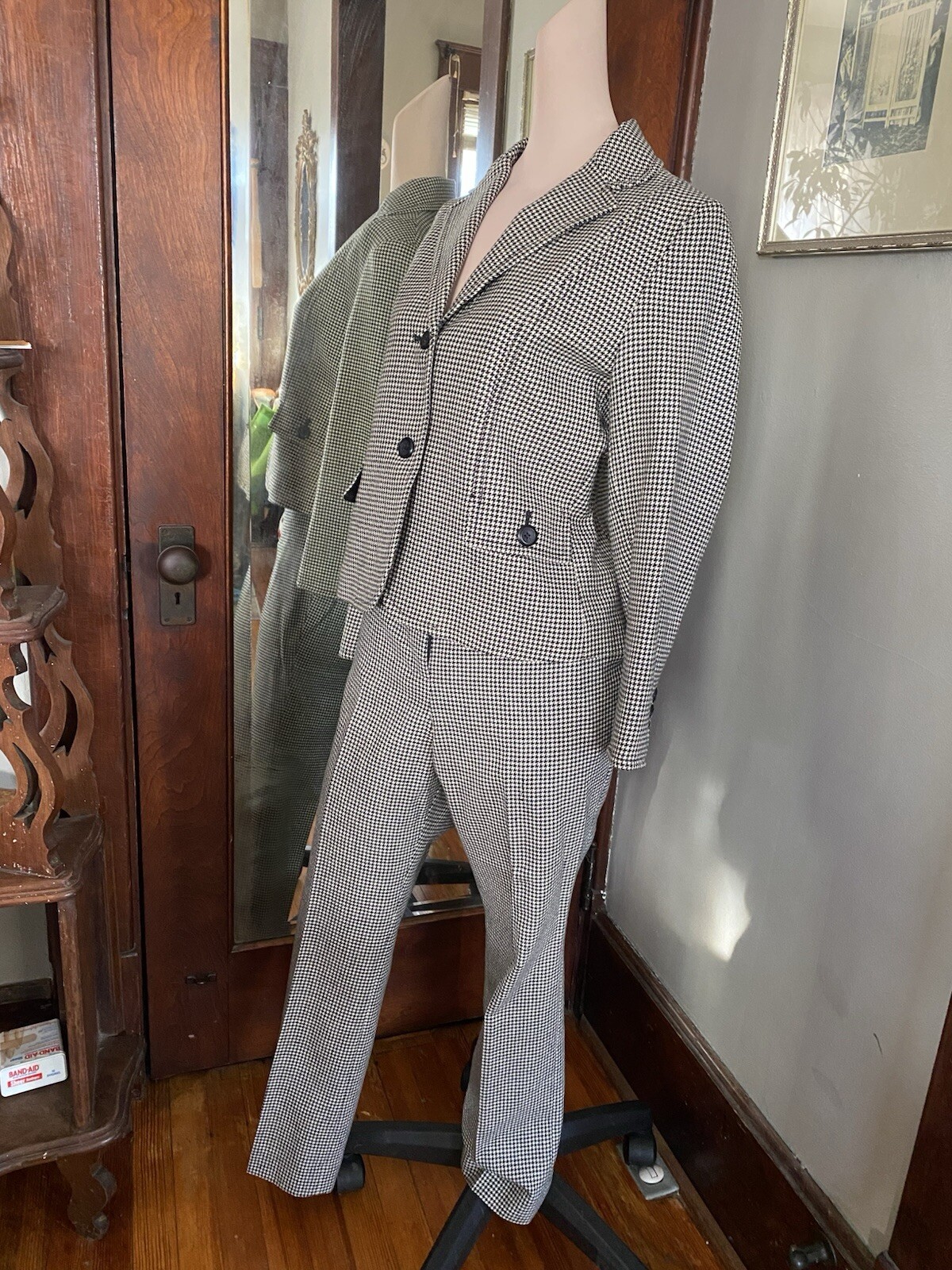 Pendleton 100% Wool Lined Pant Suit Houndstooth J… - image 7
