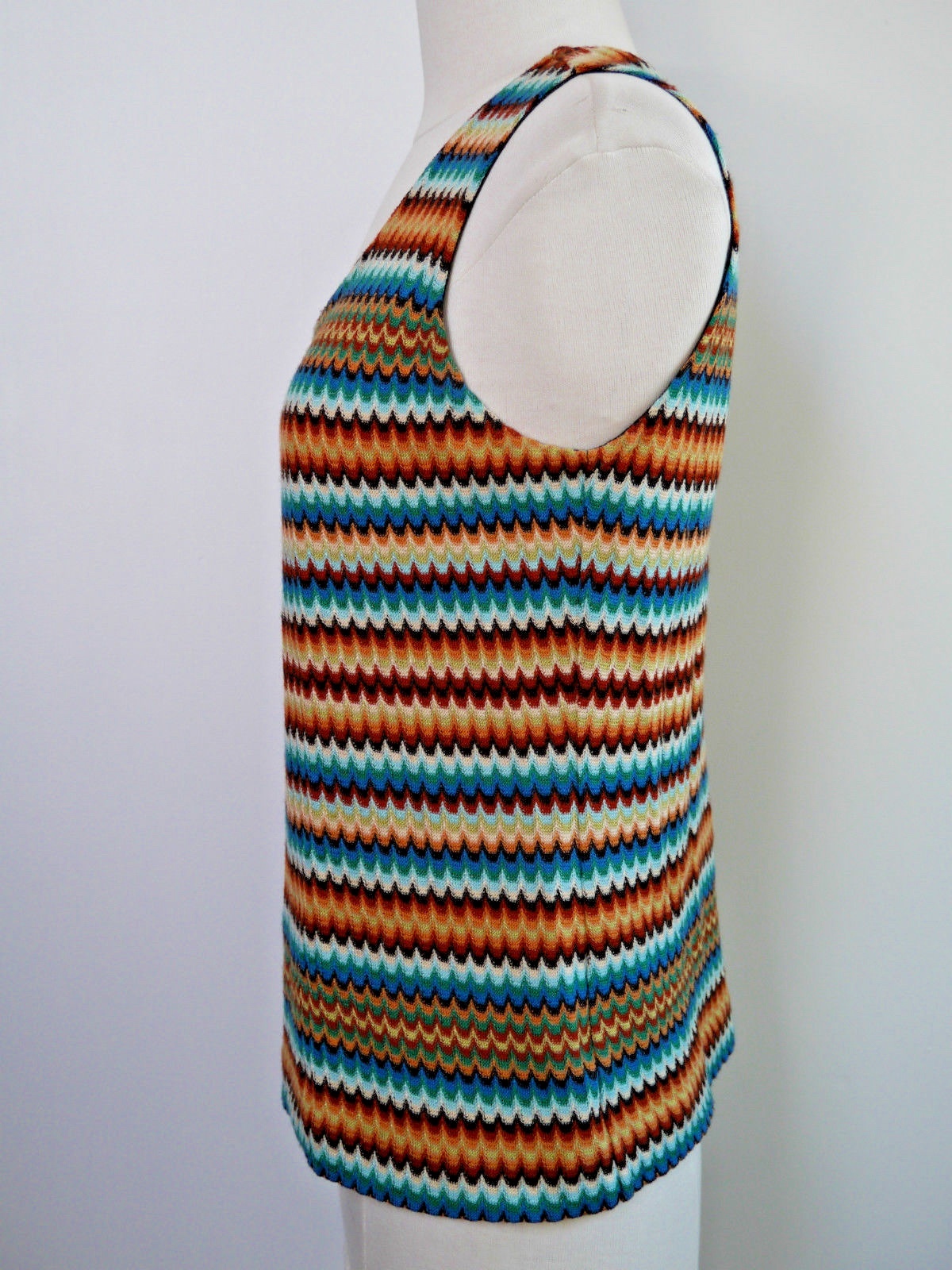 MISSONI Orange Label multi-colored wave knit tank… - image 6