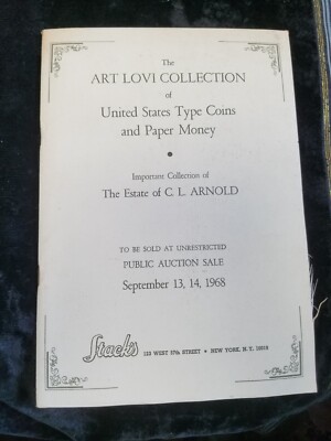 Stack's Sept 13 1968 Art Lovi Collection Coin Auction Catalog C.L. Arnold Estate