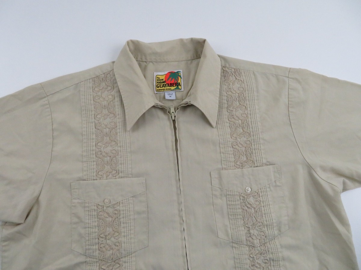 Vtg Guayabera Shirt Mens Medium – Cuban Mexican Embroidered Floral