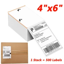 500 4" x 6" Fanfold Direct Thermal Shipping Labels for Zebra & Rollo Printers US