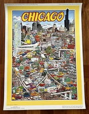 Chicago Poster 1991 by John Holladay 18 1/2" x 25" Yellow Border