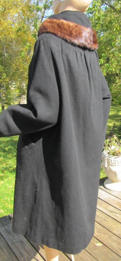 50S BARNETT ORIGINAL BLACK COAT MINK COLLAR UNION… - image 10