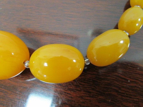 BUTTERSCOTCH EGG YOLK BALTIC AMBER NECKLACE GRADUATED OLIVE SHAPE BEADS 83 GRAMS - Picture 3 of 6