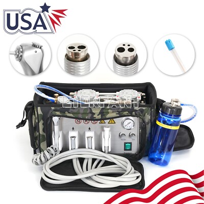 Dental Delivery Suction Unit Portable Bag with Air Compressor System 4 Holes