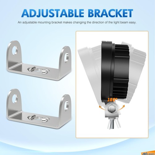 Nilight Stainless Steel Mounting Base Brackets for 4.5Inch 27W 42W LED Light bar - Picture 4 of 7