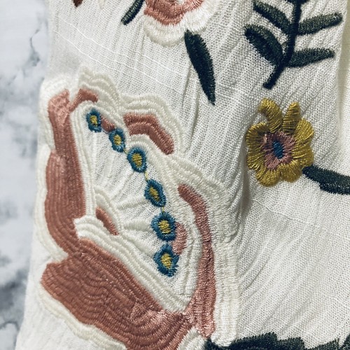 Hayden Los Angeles Blouse Womens Size Large Boho Embroidery Tan Tunic Top - Picture 7 of 14