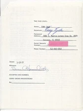 1977 TONY ZALE Boxing TV Show Appearance SIGNED Contract