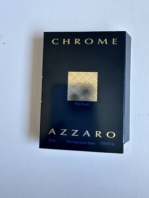 1 Sample Vial CHROME by AZZARO for Men 0.04 oz 1.2 ml Parfum Spray NEW ON CARD