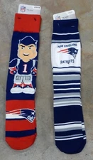 2 Pack NFL New England Patriots Socks Gift Dress Argyle Mas Stripe Mascot Pat