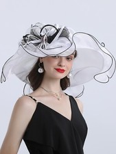 White Kentucky Fascinator Hat For Women Ladies Tea Party Wedding Cocktail Hats