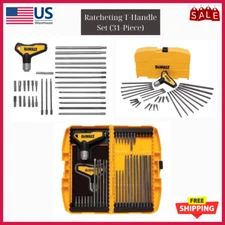 31 Piece Ratcheting T Handle Set Allen Wrench Hex Key Metric Tool Kit SAE - New