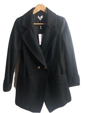 Women’s Wool Coat, Black, Uk Size 8, New With Tags, Almost Famous