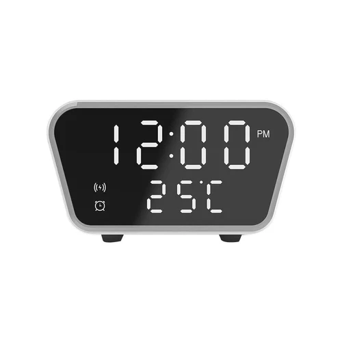 Smart Alarm Clock with 15W Wireless Charger, Date/Temp LED Display