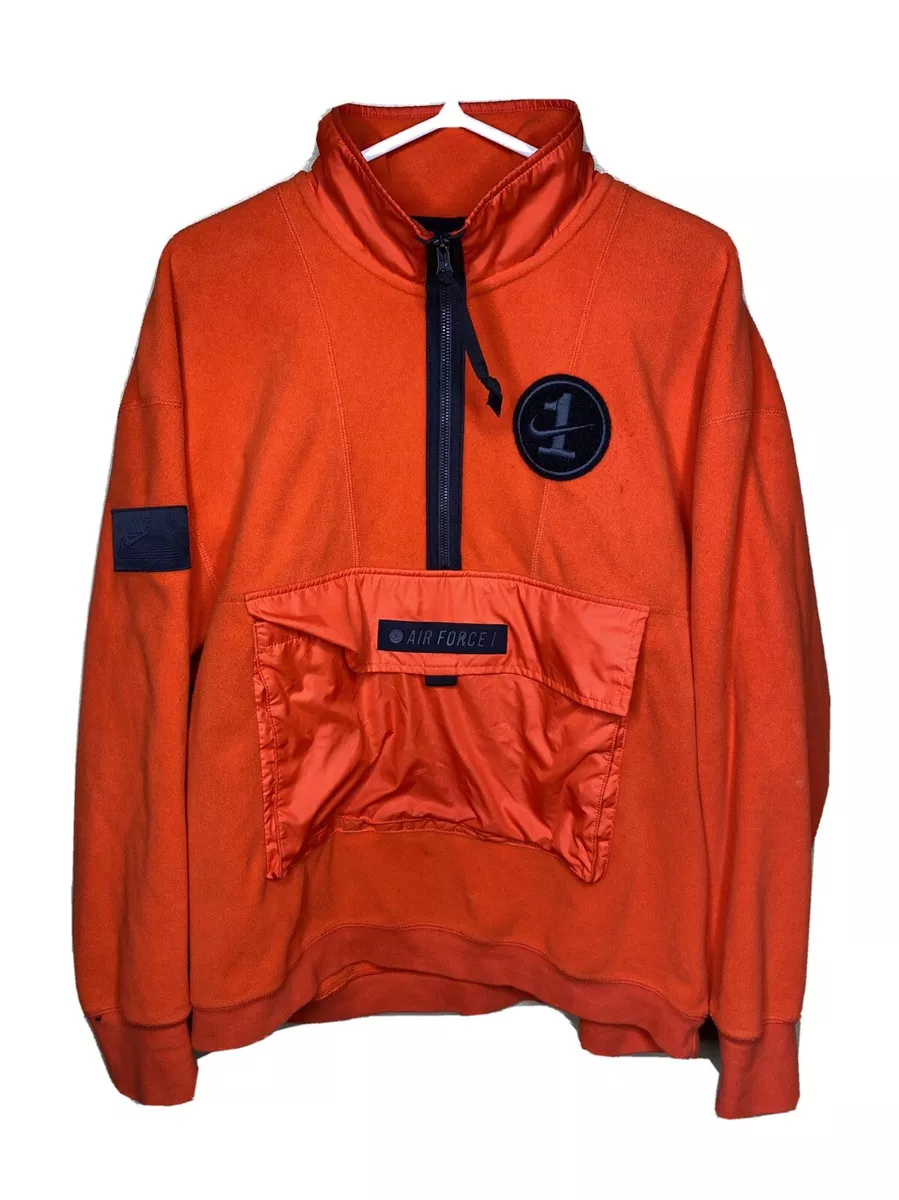 porcelana santo Cuidado Nike Fleece Sportswear AF1 Air Force One Half-Zip Mens Jacket Orange SZ  Small | eBay