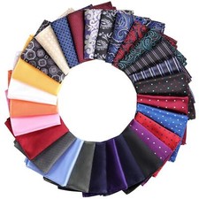 28 Pack Men's Pocket Squares Assorted Colors Handkerchief Set Holder