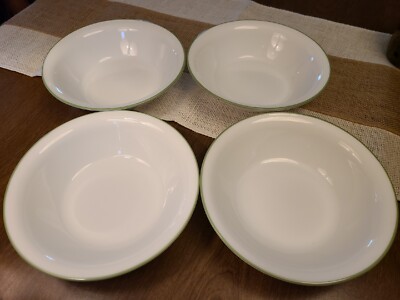 4 Corelle By Corning Summer Blush/Shadow Iris Cereal Soup Salad Bowls Green Trim