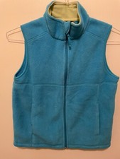 LL Bean Kids Girls Boys Kids Full Zip Fleece Vest Blue M Medium 10/12