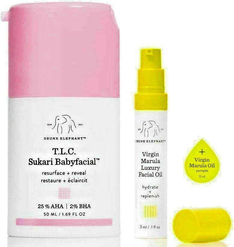 DRUNK ELEPHANT T L C SUKARI BABYFACIAL + MARULA OIL 1.69 NEW- WOW!! NO BOX
