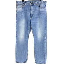 Levis 505 Jeans Size 40x30 Mens Blue Light Wash Regular Fit Straight Leg Denim