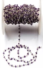 Natural Gem 3MM Micro Faceted Amethyst Silver Plated Rosary Style Link Chain 12"
