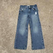 Levi's 505 Jeans Kids 6 Reg Blue Medium Wash Straight Denim Distressed Casual