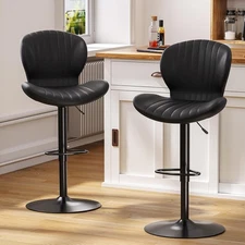 Bar Stools Set of 2, Swivel Counter Height Bar Stools with Back and Footrest