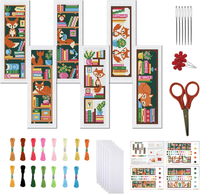 6 Set Kreuzstich Lesezeichen Sets Fuchs BüCherregal Muster Gestempeltes Stickset