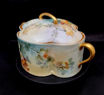 Antique Floral ROSENTHAL CHRYSANTHEM Dish Sugar lidded Serving Bowl Bavarian 
