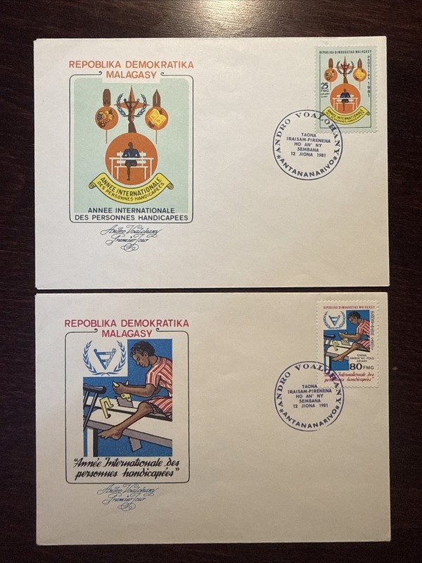 MADAGASCAR FDC COVER 1981 YEAR DISABLED PEOPLE HANDICAPPED HEALTH MEDICINE STAMP