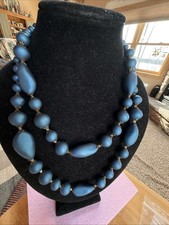 VTG Giuliano Fratti GM Milan 2 tier High End Peacock Blue Matte Glass  Necklace
