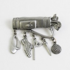 Borsa Da Golf Vintage JJ Con Charms Spilla In Peltro Firmata