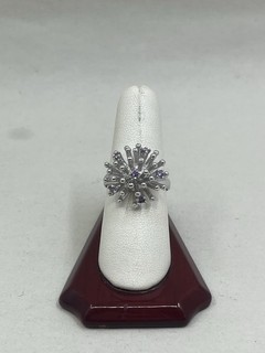 Sterling Silver 925 vintage cluster ring ft amethyst stones(6.16g sz 8)
