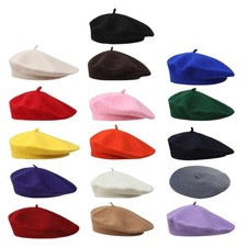 French Style Autumn Beret Caps Warm Stretchy Unisex Solid Color Autumn Hat
