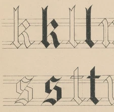 1870 Copley Alphabet Old English Small Analized Antique Typography Engraving