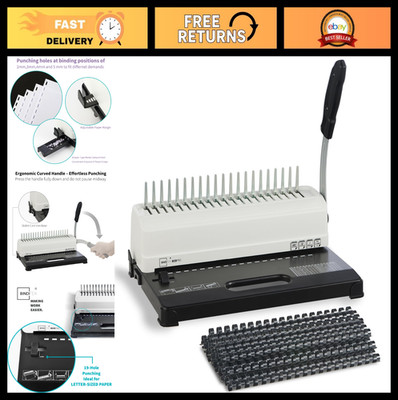 Heavy-Duty 19-Hole Binding Machine, 450 Sheets Capacity, Comb Binder + 100 Comb
