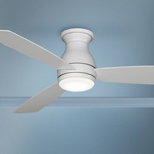 52" Fanimation Hugh Matte White LED Hugger Ceiling Fan with Remote