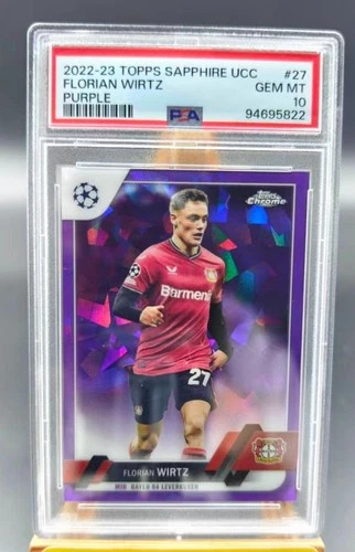 2022-23 Topps Chrome Sapphire Florian Wirtz #27 /15 PSA 10 Germany World Cup