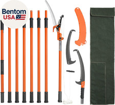 Manual Pole Saw, 7.3-27 Ft Extendable Tree Pruner, Sharp Steel Blade and Scissor