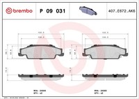 Hinterachse Brembo P 09 031 Bremsbelagsatz, Scheibenbremse FüR Cadillac