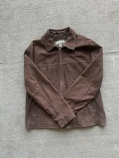 Eddie Bauer Leather Jacket Mens Large Brown Full Zip Coat