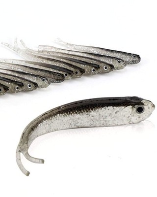 Fishing Lures Bass , Soft Plastic Split Tail Lure Set -24pcs Jerk Minnow Swim...