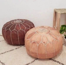 Handmade Moroccan Pouf – Boho Home Decor Footstool /  Cushion