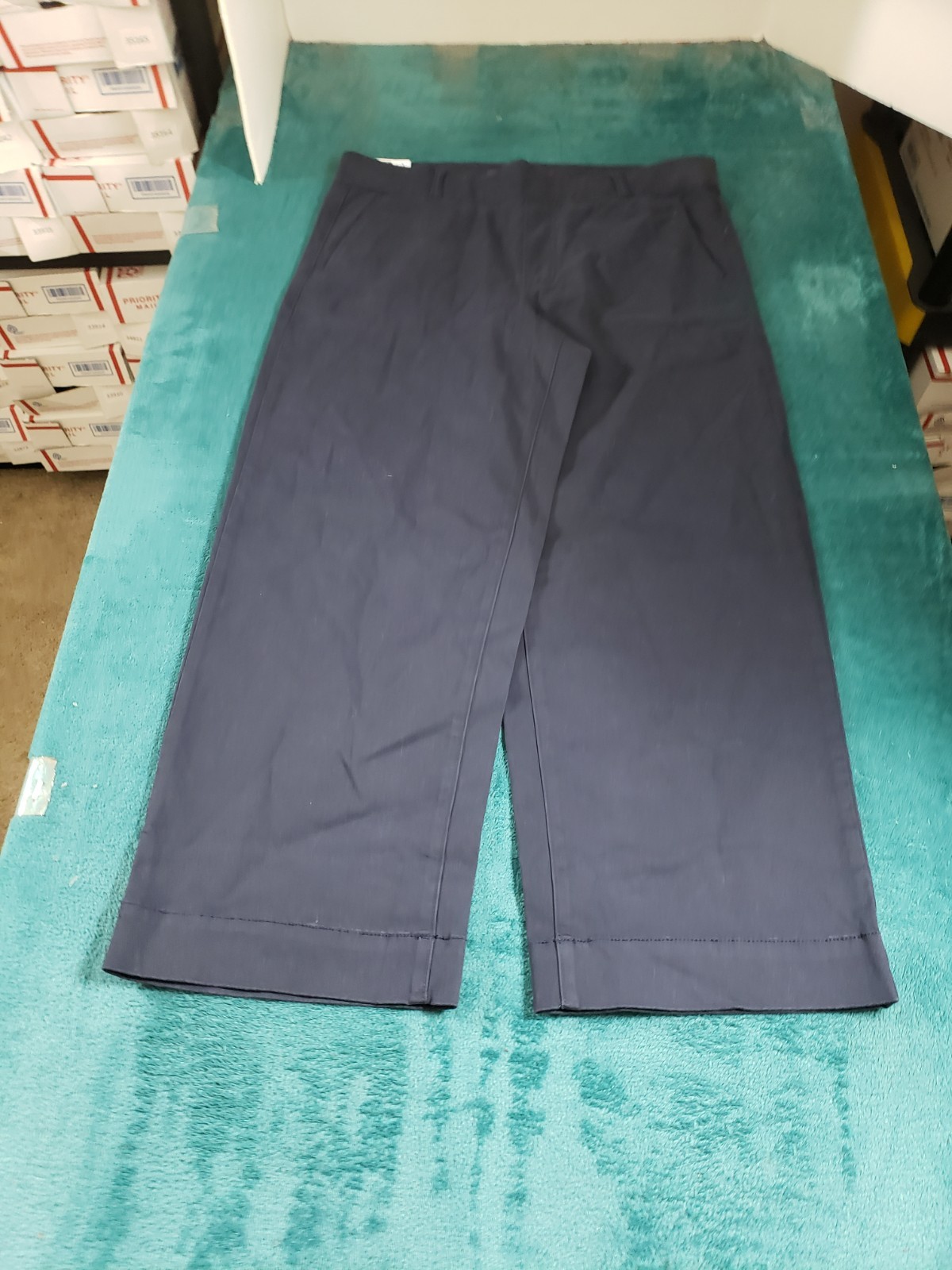 Size 10 Womens Blue Pants Pull On Wide Leg Crop Nwt