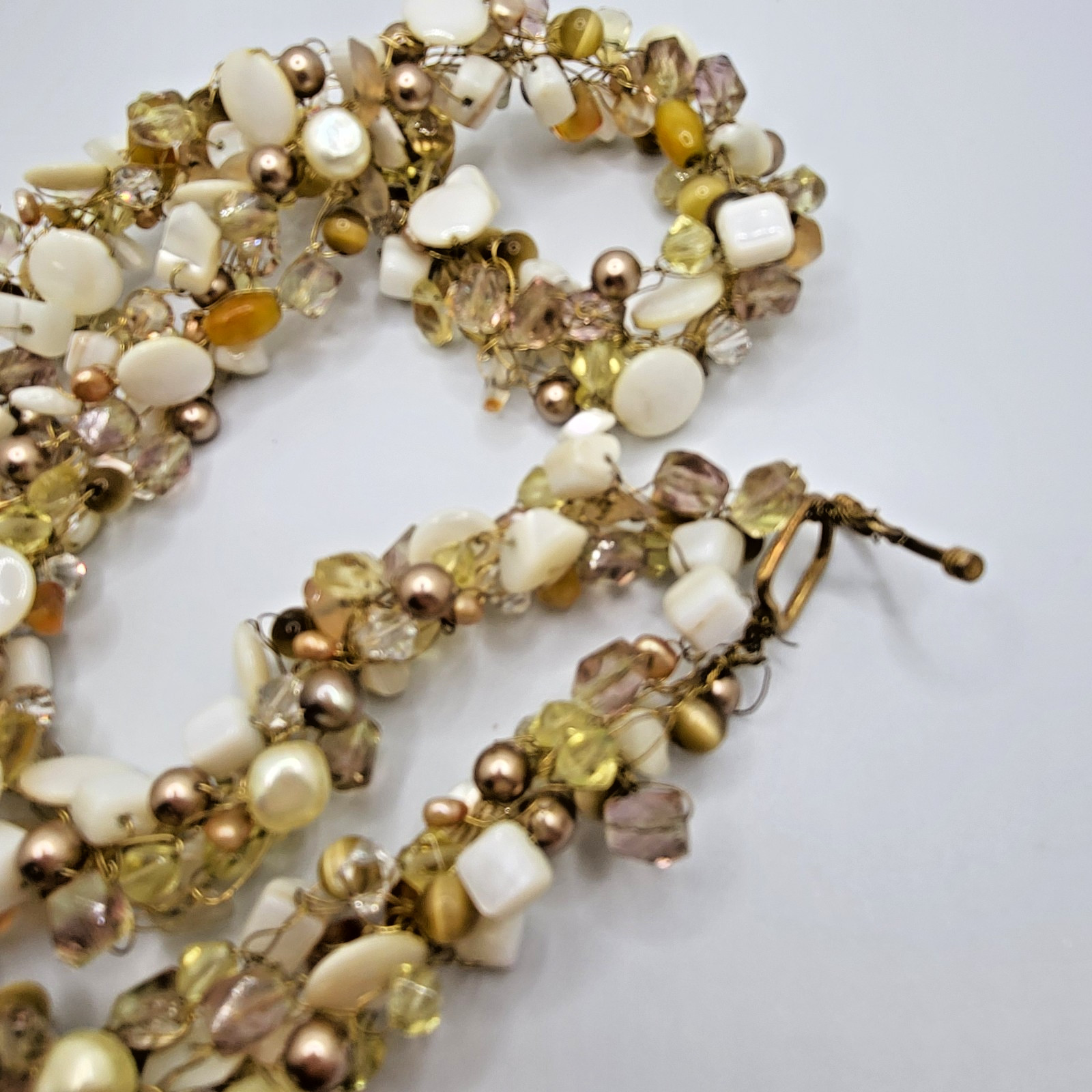 Chunky Cluster Statement Necklace Wire Wrapped Gl… - image 6