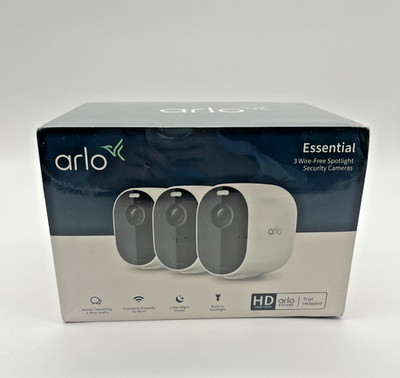 ARLO ESSENTIAL 3-WIRE-FREE SPOTLIGHT SECURITY CAMERAS VMC2330-100NAS - New